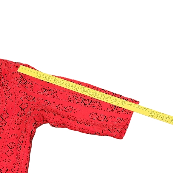 HABITAT CLOTHES TO LIVE IN Red Wearable Art To Wear Button Up Top XL Lagenlook - Picture 12 of 13